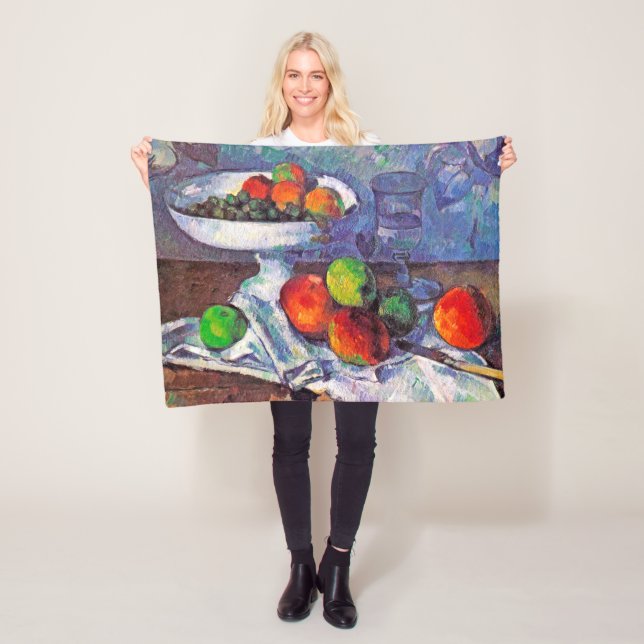 Obstschale, Glas und Äpfel, Cezanne Fleecedecke (Beispiel)