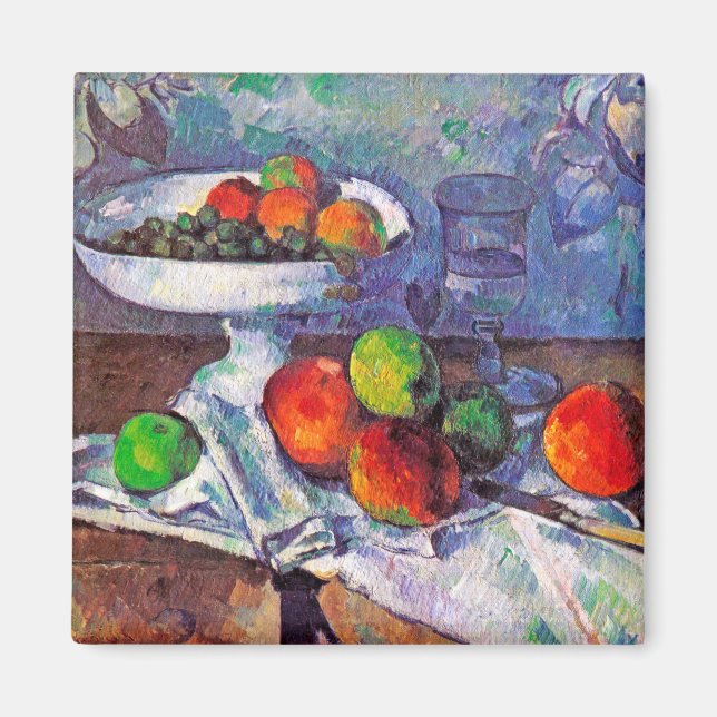 Obstschale, Glas und Äpfel, Cezanne Magnet (Vorne)