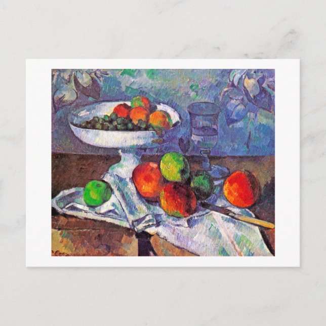 Obstschale, Glas und Äpfel, Cezanne Postkarte (Vorderseite)