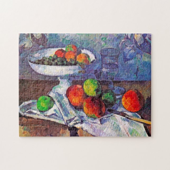 Obstschale, Glas und Äpfel, Cezanne Puzzle (Horizontal)