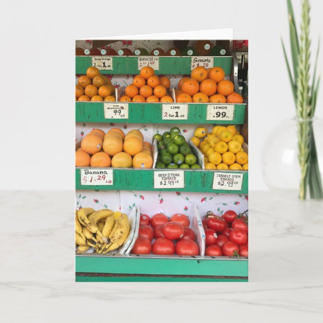 Obststand, Columbus Avenue, New York City, NYC Karte (Vorderseite)