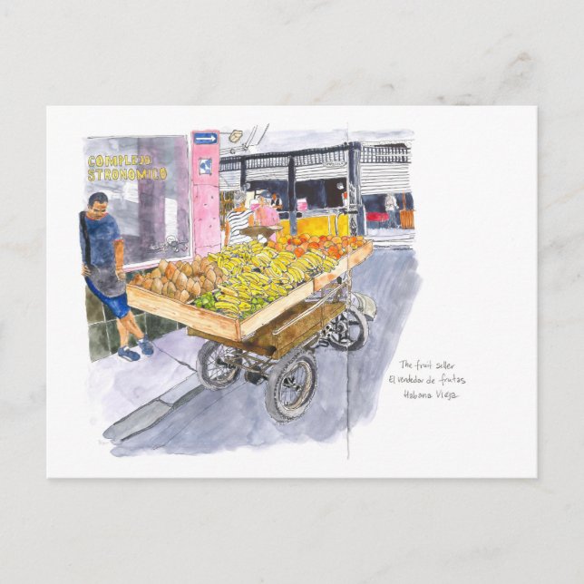 Obstverkäufer in Alt-Havanna, Kuba Postkarte (Vorderseite)