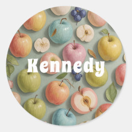 Obstwein: Pastelfrucht Runder Aufkleber