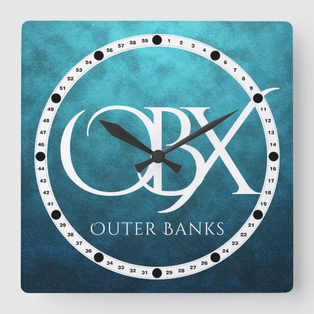 OBX Außenbanken NC auf Blue Water Backstrand Quadratische Wanduhr (Vorderseite)