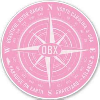 OBX - Außenbanken Vintag in weißem Rosa Aufkleber