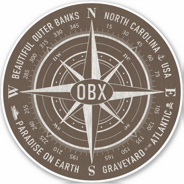 OBX Compass Außenbanken Vintag Aufkleber (Vorderseite)