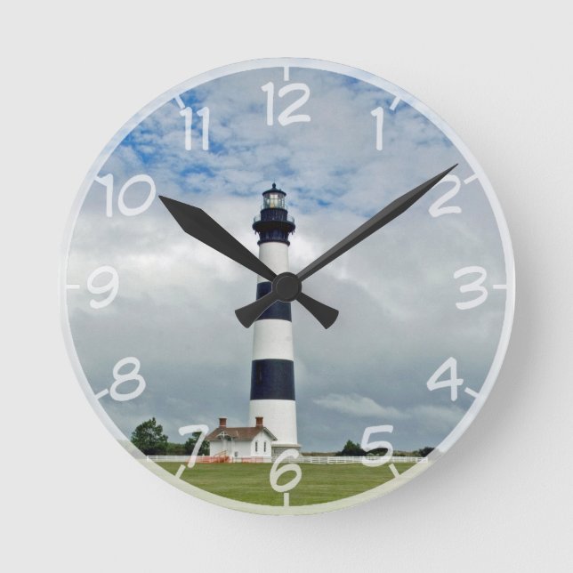 OBX Leuchtturm Nummer Runde Wanduhr (Vorderseite)