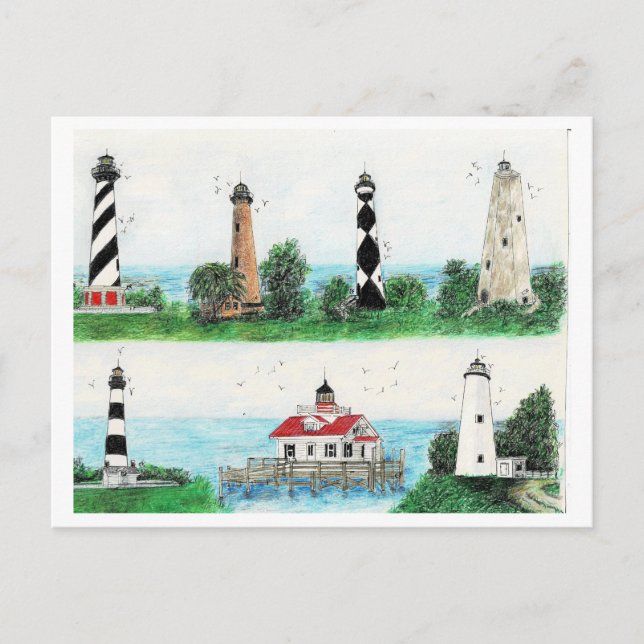 OBX LIGHTHOUSES MAGNET FEIERTAGSPOSTKARTE (Vorderseite)