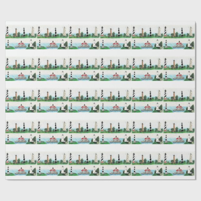 OBX LIGHTHOUSES WRAPPING PAPER GESCHENKPAPIER (Flach)