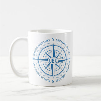 OBX Nautic Compass Outer Banks Blue Vintag Kaffeetasse