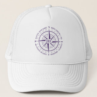 OBX Nautic Compass Outer Banks Lila Vintag Truckerkappe