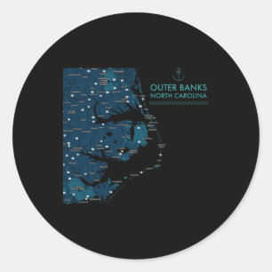 Obx nc Außenbanks Karte Duck Corolla Beach Urlaub Runder Aufkleber