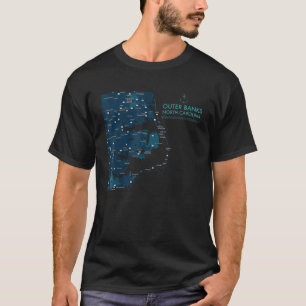 OBX NC Außenbanks Karte Duck Corolla Beach Vacatio T-Shirt