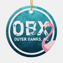 OBX Pink Flamingo | Äußere Banken NC Weihnachten Keramik Ornament