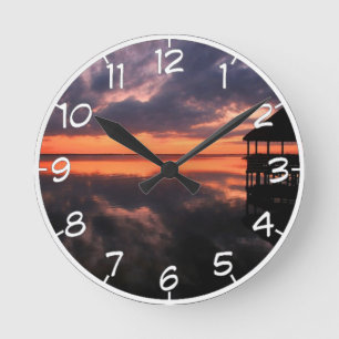 OBX Sunset Runde Wanduhr