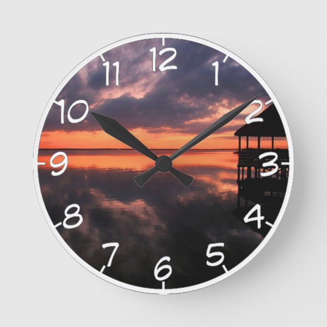 OBX Sunset Runde Wanduhr (Vorderseite)