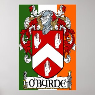 O'Byrne Coat of Arms Irish Flag Print Poster