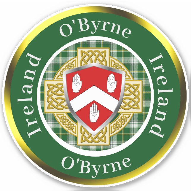 O'Byrne Irish Shield & Celtic Cross Personalisiert Aufkleber (Vorderseite)