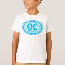 OC Ocean City NJ Blue Floral Beach Tag Shirt