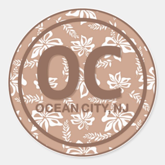 OC Ocean City NJ Brown Beach Blume Stickers (Vorderseite)