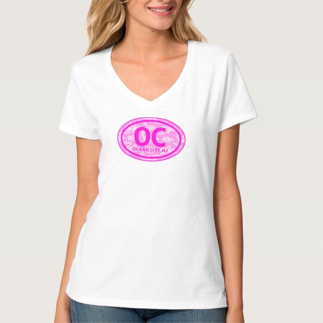 OC Ocean City NJ Pink Floral Beach T - Shirt (Vorderseite)