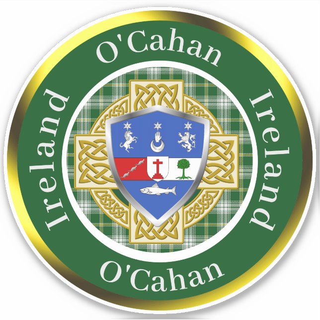O'Cahan Irish Shield & Celtic Cross Personalisiert Aufkleber (Vorderseite)
