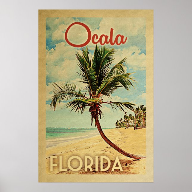 Ocala Palm Tree Vintage Reise Poster (Vorne)