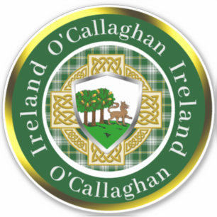 O'Callaghan Irish Shield/Celtic Cross Personalisie Aufkleber