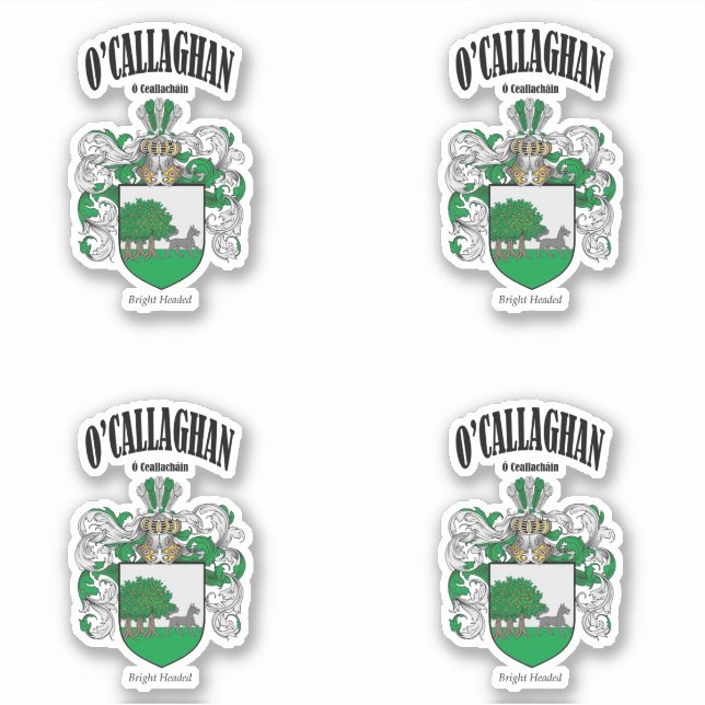 O'Callaghan Wappen Irish Translation & Meaning (x4 Aufkleber (Vorderseite)