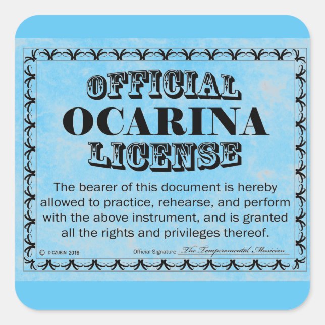 Ocarina License Square Aufkleber (Vorderseite)