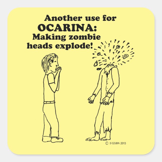 Ocarina Zombie Explode Square Sticker (Vorderseite)