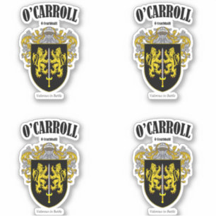 O'Carroll Wappen Irish Translation & Meaning (x4) Aufkleber