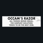 Occams "Razor Definition Science Geek" Autoaufkleber<br><div class="desc">Occam's Razor ist das wissenschaftliche Prinzip,  dass alle anderen Dinge gleich sind,  die einfachste Lösung tendiert zur besten. Ein großartiges Geschenk für Wissenschaftler. Je mehr Annahmen man machen muss,  desto unwahrscheinlicher ist eine Erklärung.</div>