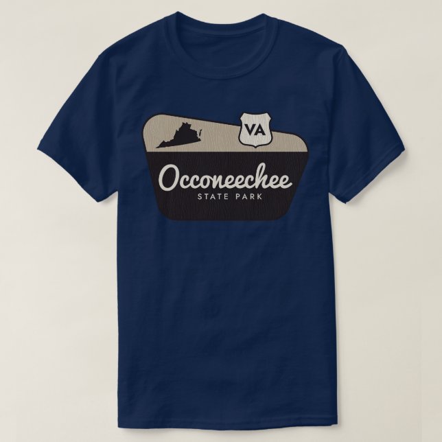 Occoneechee Staat Park Virginia Begrüßungszeichen T-Shirt (Design vorne)