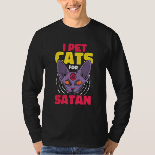 Occult and Satanic Pentagram Baphomet Katze Satan  T-Shirt