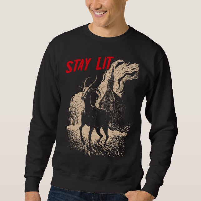 Occult Atheist Black Phillip Burning Church Stay L Sweatshirt (Vorderseite)