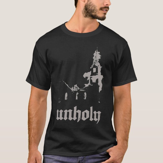 Occult Baphomet Atheist Burning Church Unholy Sata T-Shirt (Vorderseite)