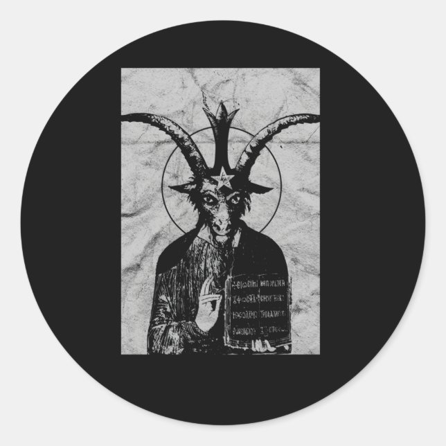 Occult Baphomet Gothic Grunge Satan Devil Black Lu Runder Aufkleber (Vorderseite)