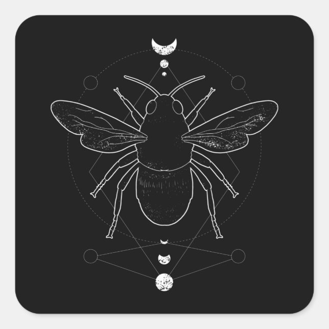 Occult Bee Quadratischer Aufkleber (Vorderseite)