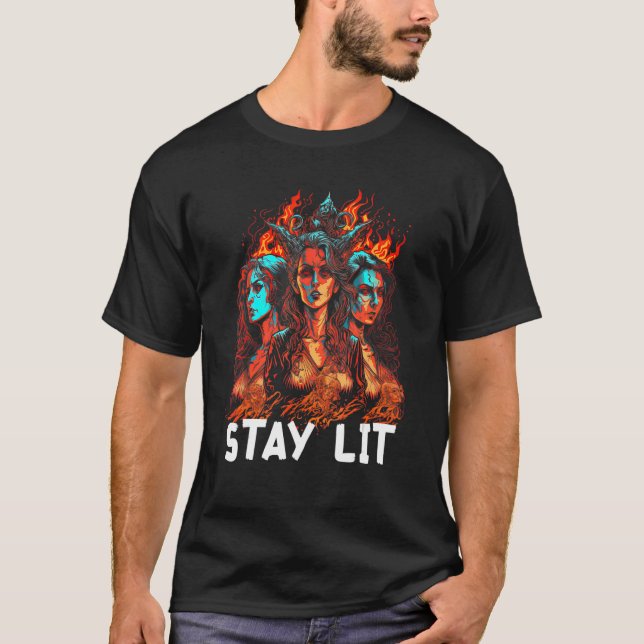 Occult Bleibe Lit Satan Devil Hell Unholy Antichri T-Shirt (Vorderseite)