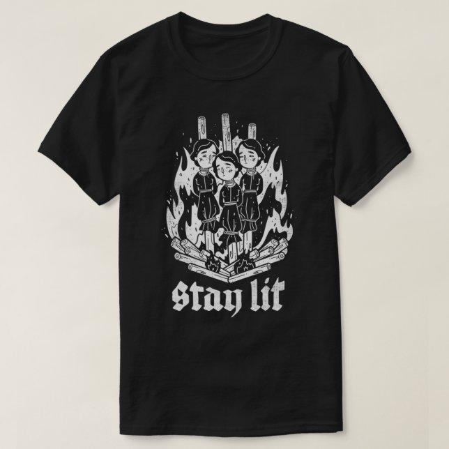 Occult Bleibe Lit Satan Devil Hell Unholy Gothic W T-Shirt (Design vorne)