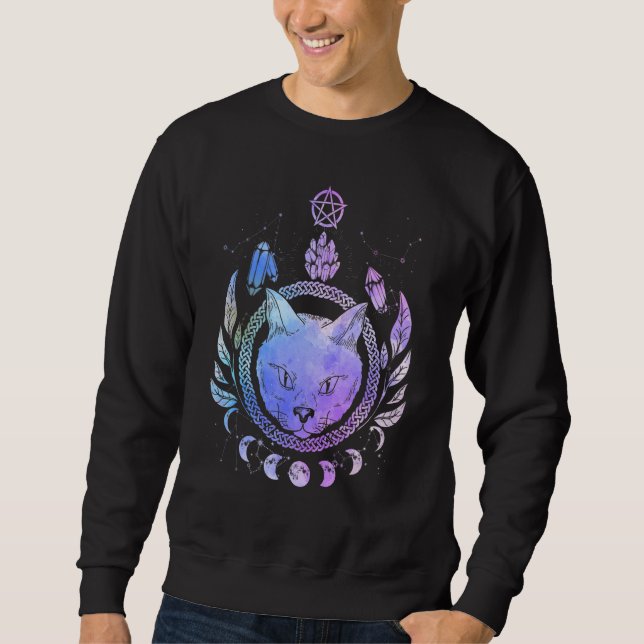Occult Cat Magic Symbol Wicca Goth Cats Esoteric Sweatshirt (Vorderseite)