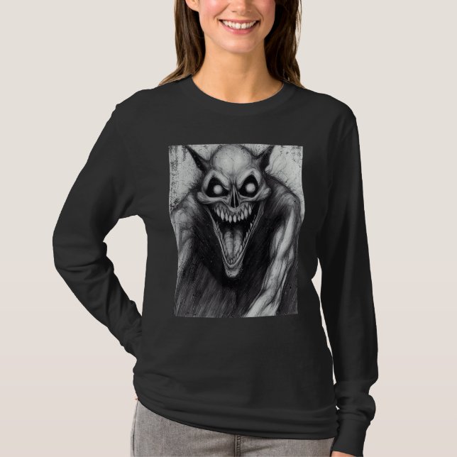 Occult Dark Horror Satanic Cat Demon Unholy Grunge T-Shirt (Vorderseite)
