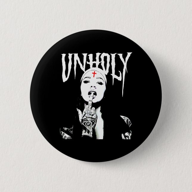 Occult Gothic Dark Satanic Nun Tattoos Unholy Nun Button (Vorderseite)