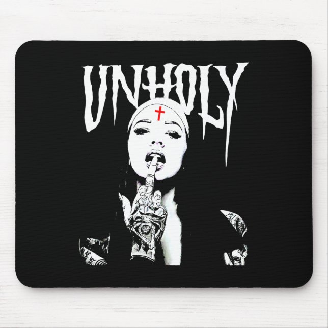 Occult Gothic Dark Satanic Nun Tattoos Unholy Nun Mousepad (Vorne)