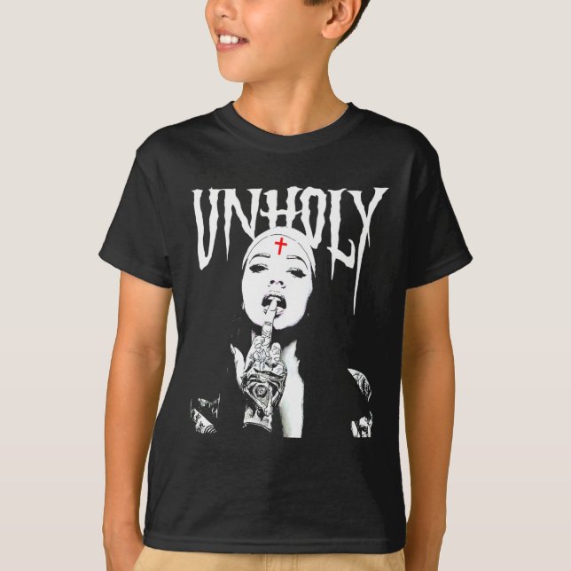 Occult Gothic Dark Satanic Nun Tattoos Unholy Nun T-Shirt (Vorderseite)