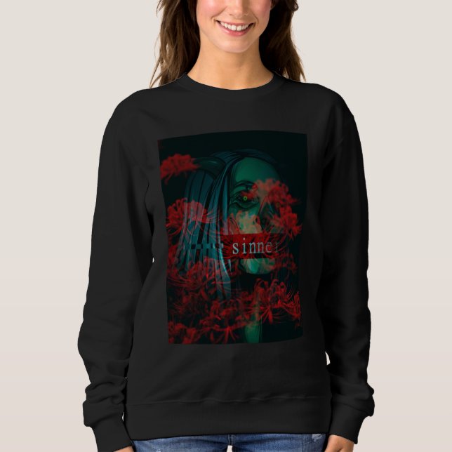 Occult Grunge Flower Aesthetic Gothic Goth Sinner  Sweatshirt (Vorderseite)