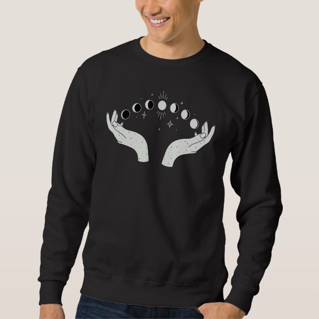 Occult Magic Lunar Moon Phase Celestial Hands Sweatshirt (Vorderseite)