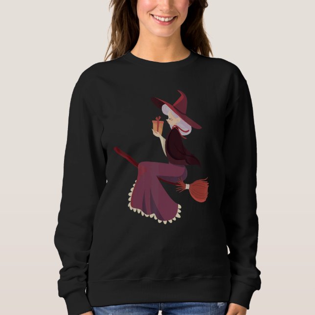 Occult Magic Witch Flying Broom Sweatshirt (Vorderseite)