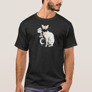 Occult Moon Rose Hexerei Hexerei Hexenhynx Cat Cyb T-Shirt